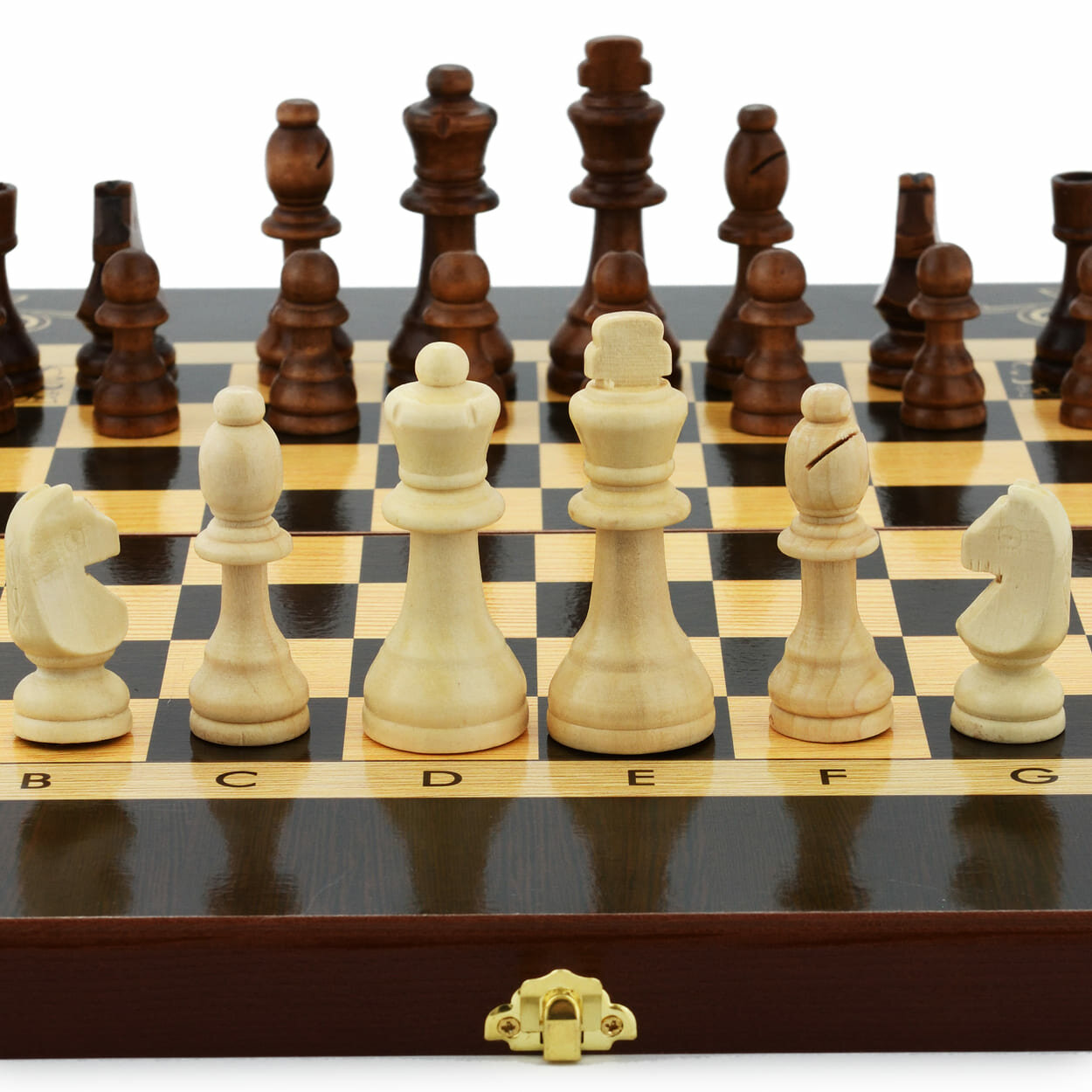 Шахматы "Галант", 50, имеют замок, складные, шелкография, цвет бордо. — фото 1