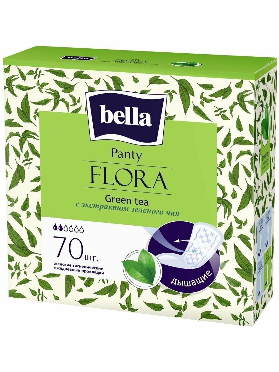 Прокладки ежедневные PANTY FLORA Green tea 70 шт