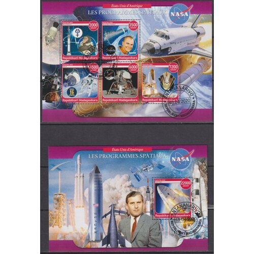 Почтовые марки Мадагаскар 2020г. Космические программы NASA Космические корабли, Космос U марки мадагаскар 1976 корабли адмиралы 5 штук