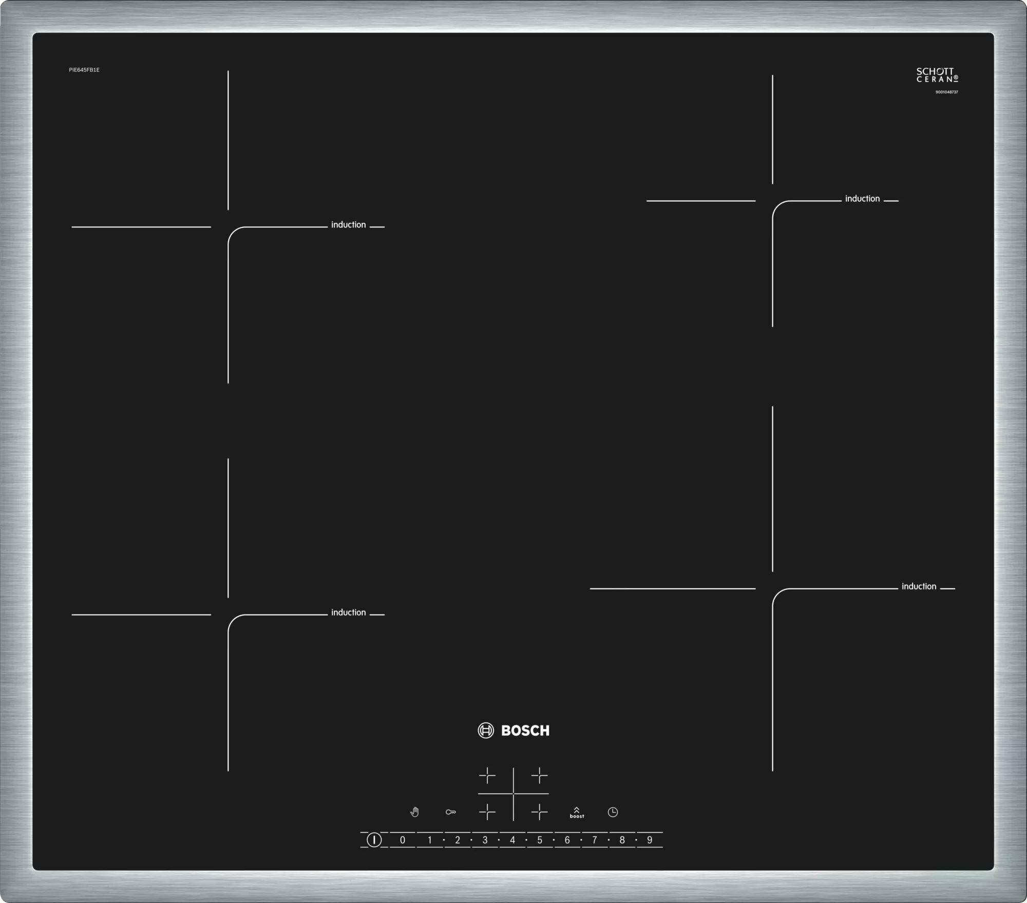 Индукционная варочная панель Bosch PIE645FB1E, черный/серебристый