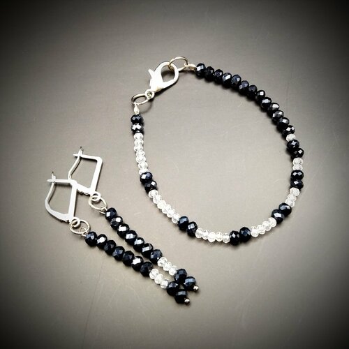 Комплект бижутерии Innuendo: браслет, серьги, размер браслета 17 см, синий, бесцветный