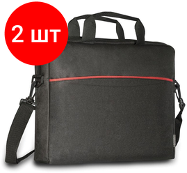 Комплект 2 шт, Сумка для ноутбука DEFENDER LITE 15.6", нейлон, черная с карманом, 26083