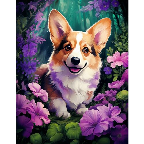 Картина по номерам на подрамнике 40х50см животные детская собака корги GX 46-482 радужная собака чихуахуа раскраска картина по номерам на холсте