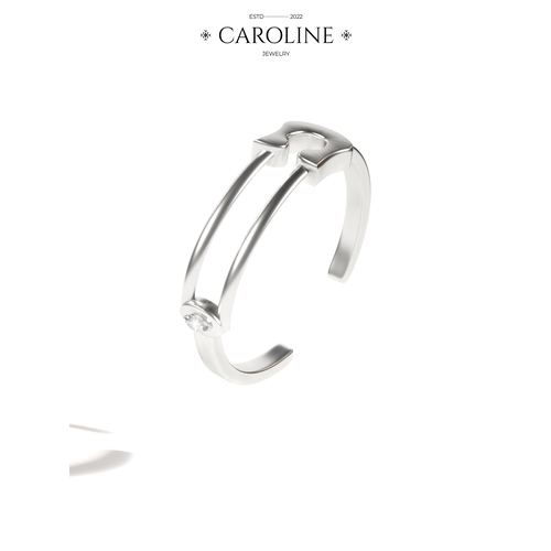 фото Кольцо caroline jewelry, безразмерное, серебряный