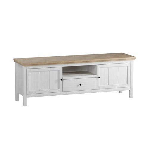 Тумба под ТВ 21 Сканди 1591х432x56 см из массива сосны белый воскантик 30525₽