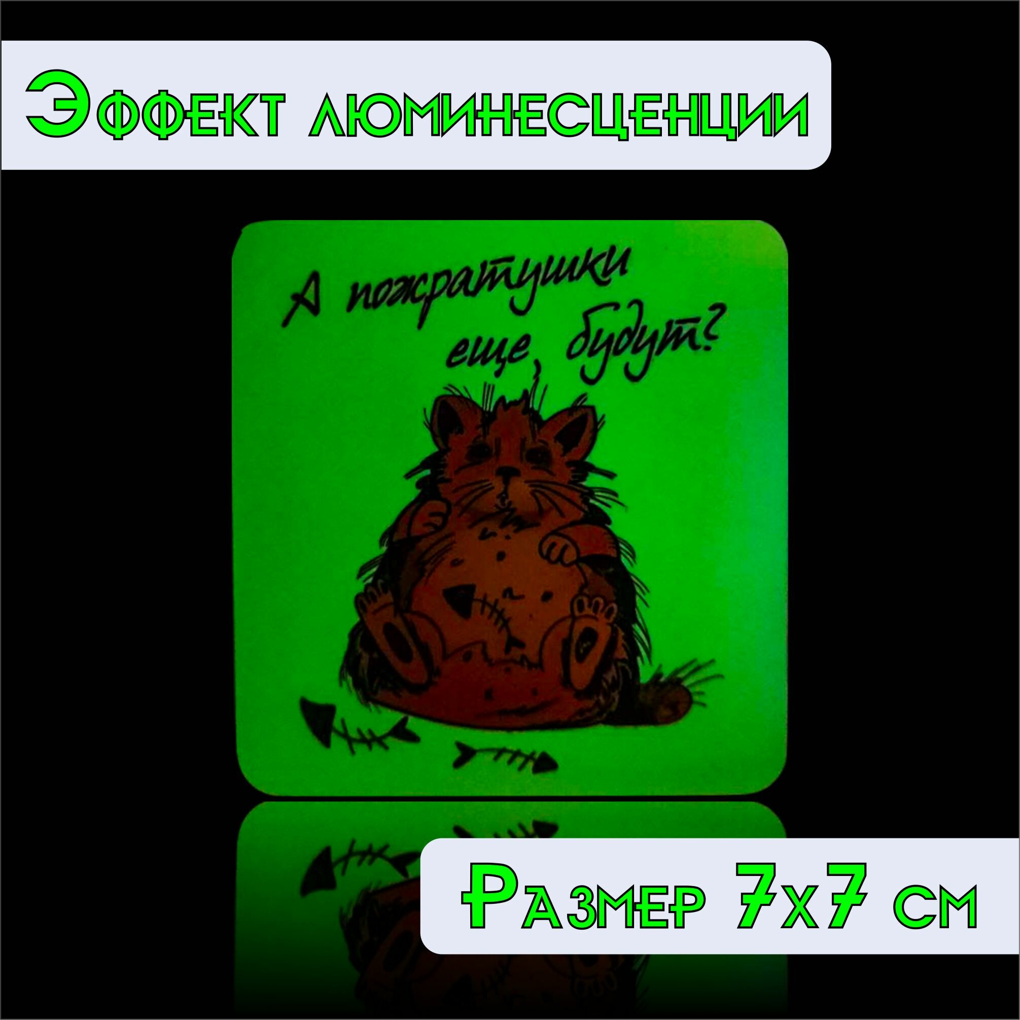 Светящийся в темноте магнит на холодильник RiForm "А пожратушки ещё будут?" — фото 1