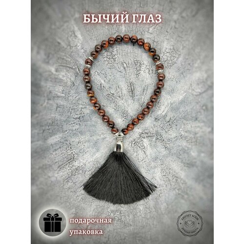 фото Браслет-нить четки авторские, 1 шт., размер 26 см, диаметр 13 см, коричневый, красный нет бренда