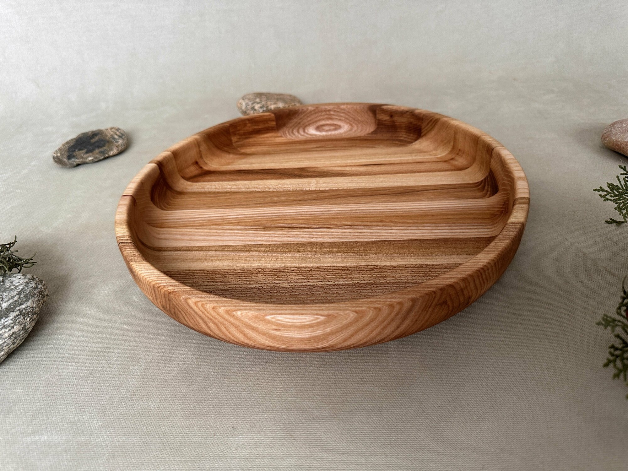 Блюдо круглое диаметр 30 см, карагач — фото 1