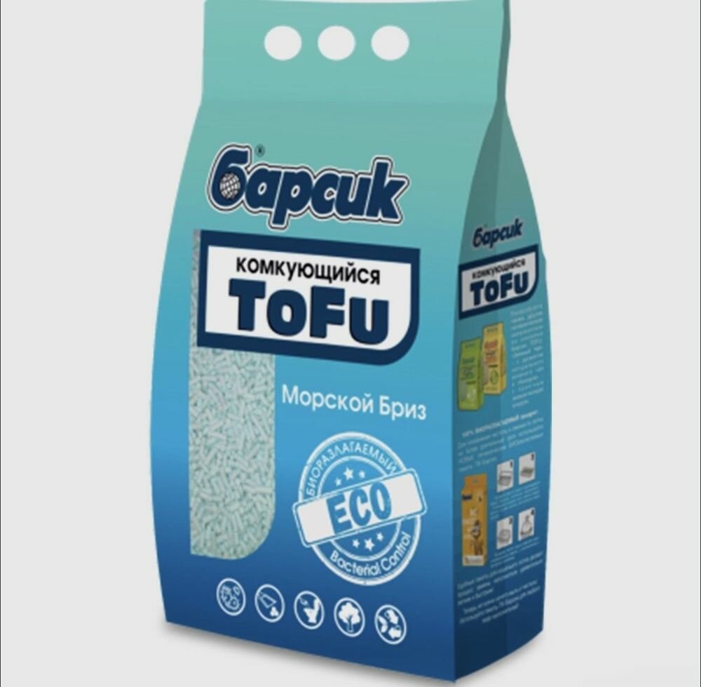 Наполнитель Барсик 4,5л х3шт TOFU Морской Бриз - фотография № 2