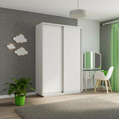 Шкаф-купе,160x60x220,(ШxГxВ), Экспресс, 2дверный, ДСП, Белый снег , ДСП/ДСП