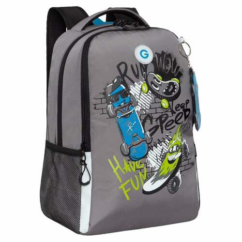 Рюкзак школьный GRIZZLY легкий с жесткой спинкой, двумя отделениями, для мальчика RB-451-7/3
