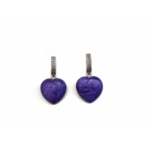Серьги , фиолетовый сережки с принтом сердце
