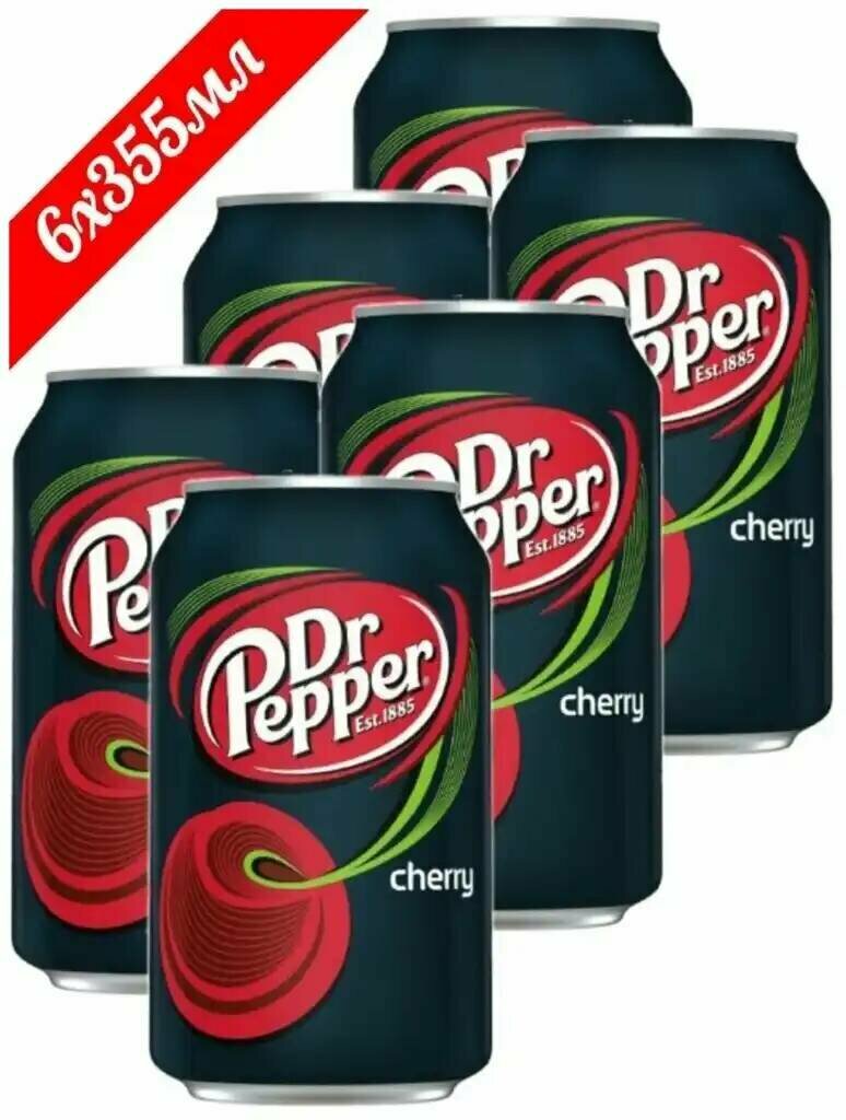 Газированный напиток Dr Pepper Cherry со вкусом вишни (США), 355 мл (6 шт)