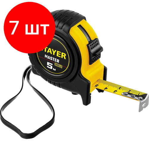 Комплект 7 штук, Рулетка STAYER 5м х 19мм (34025-05) рулетка stayer master 34025 03