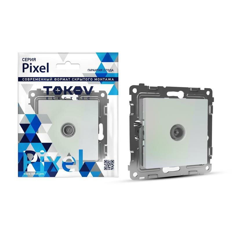 Розетка TV проходная СП Pixel 4DB механизм перламутр. TOKOV ELECTRIC TKE-PX-A1P-C04 - фото №1