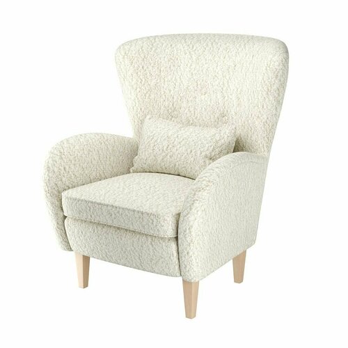 Кресло RAMONDA мягкое с подлокотниками для отдыха дома в гостиную современное минимализм мягкая мебель для интерьера дома детской комнаты для уюта букле белый 38082₽