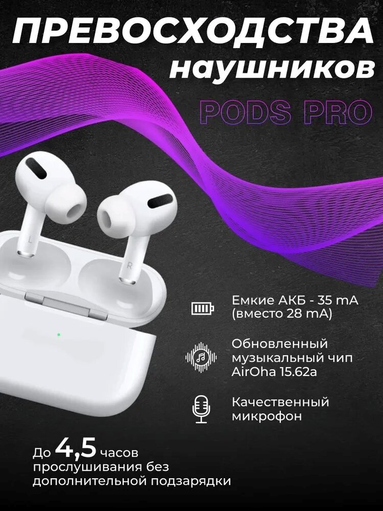 Наушники беспроводные AIR PRO 2 для iOS / Android с микрофоном, шумоподавлением. Bluetooth 5.1. Сенсорное управление. Блютуз наушники, tws для android / Ios