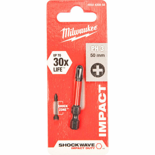 Бита Milwaukee SHOCKWAVE PH3 50мм насадка milwaukee shockwave ph2 50мм 4932430854