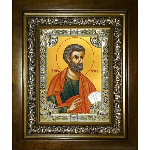 Икона Пётр апостол в деревянном киоте