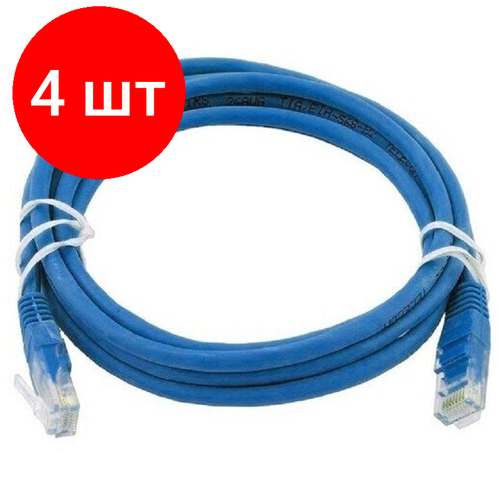 патч корд exegate utp 6 2m gn utp cat 6 2м зеленый Комплект 4 штук, Патч-корд ExeGate UTP-RJ45-RJ45-C6-2M-BL, cat.6, 2м, синий