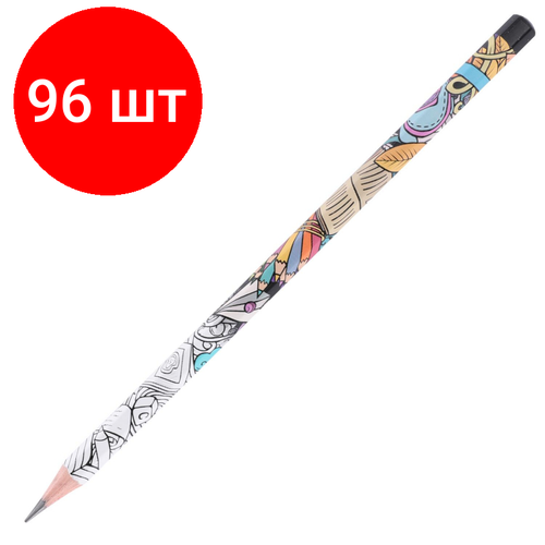 Комплект 96 штук, Карандаш чернографитный Deli Arti Graff, 2B, дер, шестигранный карандаш deli ec005 2b