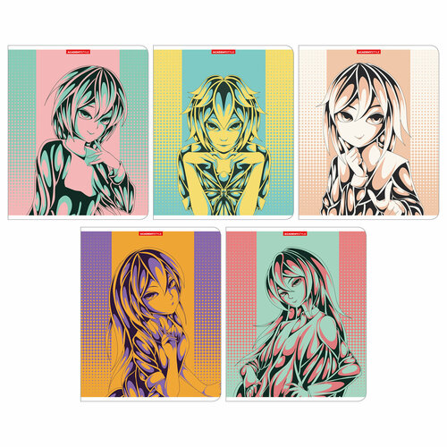 Тетрадь 48л, А5, на скрепке, серая клетка, Green Island,5 шт.14322/5