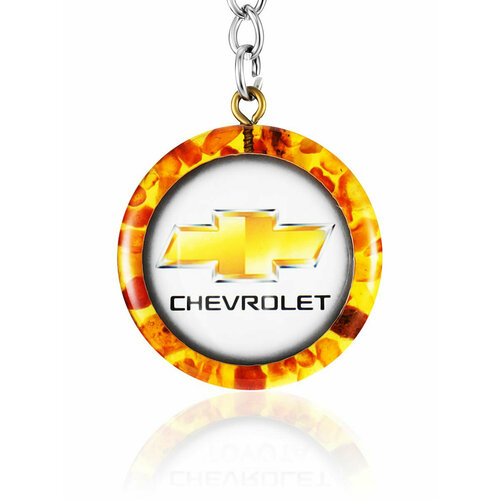 фото Брелок, chevrolet, коричневый amberhandmade