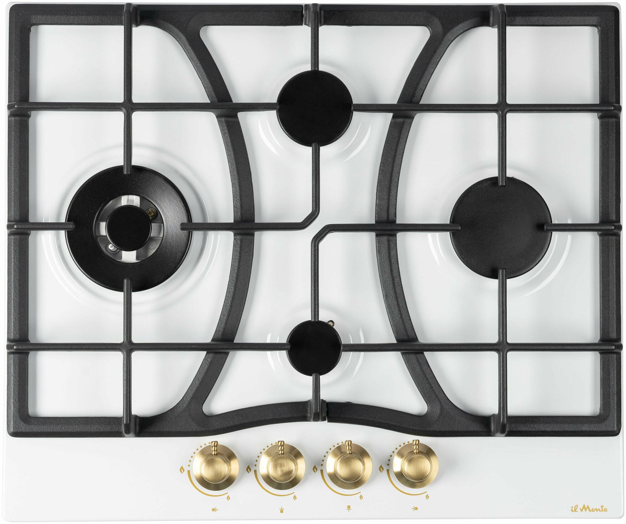 фото Варочная панель газовая, Чугунные решетки, Газ-Контроль, Турбо-конфорка WOK (Sabaf, Италия), Электроподжиг, il Monte BH-650E-RUSTICO