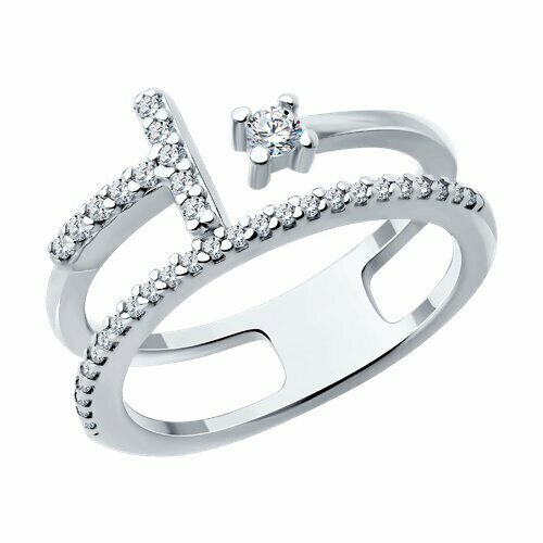 фото Кольцо diamant online, серебро, 925 проба, фианит, размер 18, бесцветный