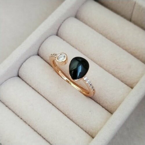 фото Кольцо, искусственный камень, циркон, размер 16, золотой нет бренда