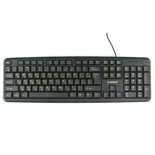 Клавиатура Gembird KB-8320U-Ru_Lat-BL Black USB черный, английская/русская (ANSI) клавиатура провод gembird kb 8340um bl usb 107клав 9 доп клав кабель 1 7метра цв черный