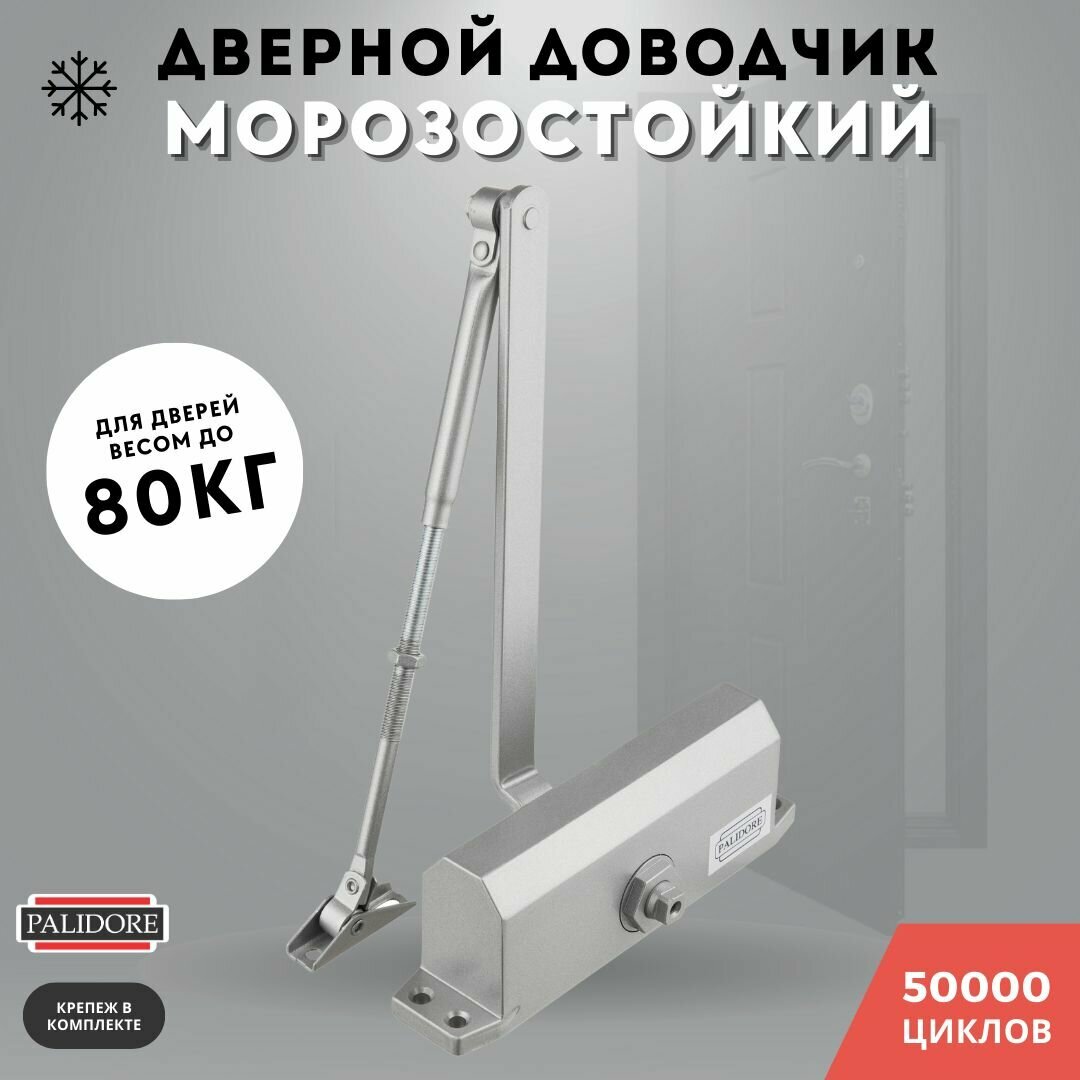 Доводчик дверной серебро до 80кг 603 (silver) морозостойкий