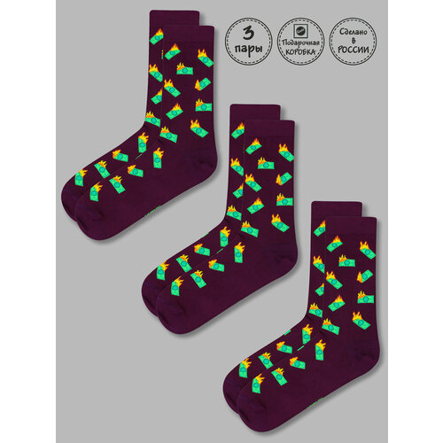 фото Носки kingkit носки кингкит 3 пары подарочная упаковка цветные мужские, 3 пары, размер 36-41, фиолетовый