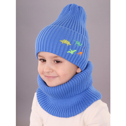 фото Шапка бини поляярик, размер 50-52, мультиколор, голубой