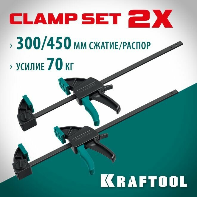 Набор пистолетных струбцин KRAFTOOL 300/450 мм, 2 шт 32225-H2