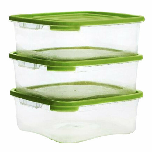 Набор контейнеров полимербыт каскад 3шт 07л квадратные пластик микс цвета 699₽