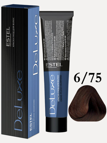 Изображение товара Краска-уход для волос ESTEL De Luxe 6/75 Темно-русый коричнево-красный 60 мл