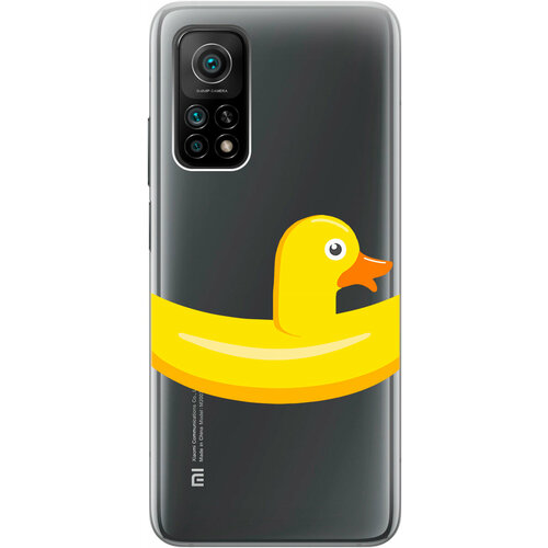 Силиконовый чехол на Xiaomi Mi 10T, 10T Pro, Сяоми Ми 10Т, Ми 10Т Про с 3D принтом Duck Swim Ring прозрачный чехол книжка на xiaomi 13 pro сяоми 13 про с 3d принтом duck swim ring синий