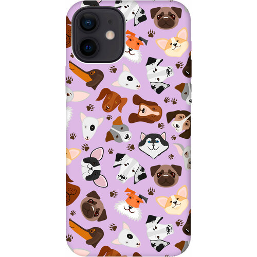 Силиконовый чехол на Apple iPhone 12 / 12 Pro / Эпл Айфон 12 / 12 Про с рисунком Dogs Pattern Soft Touch сиреневый силиконовый чехол на apple iphone 12 mini эпл айфон 12 мини с рисунком dogs pattern soft touch сиреневый