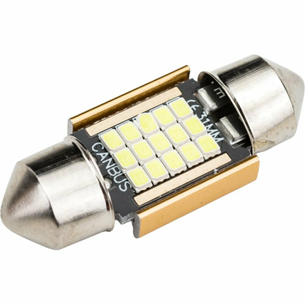 SKYWAY Автолампа диод T11(C5W) 12V 15SMD диодов 1-конт 31мм Белая Салон S08201485