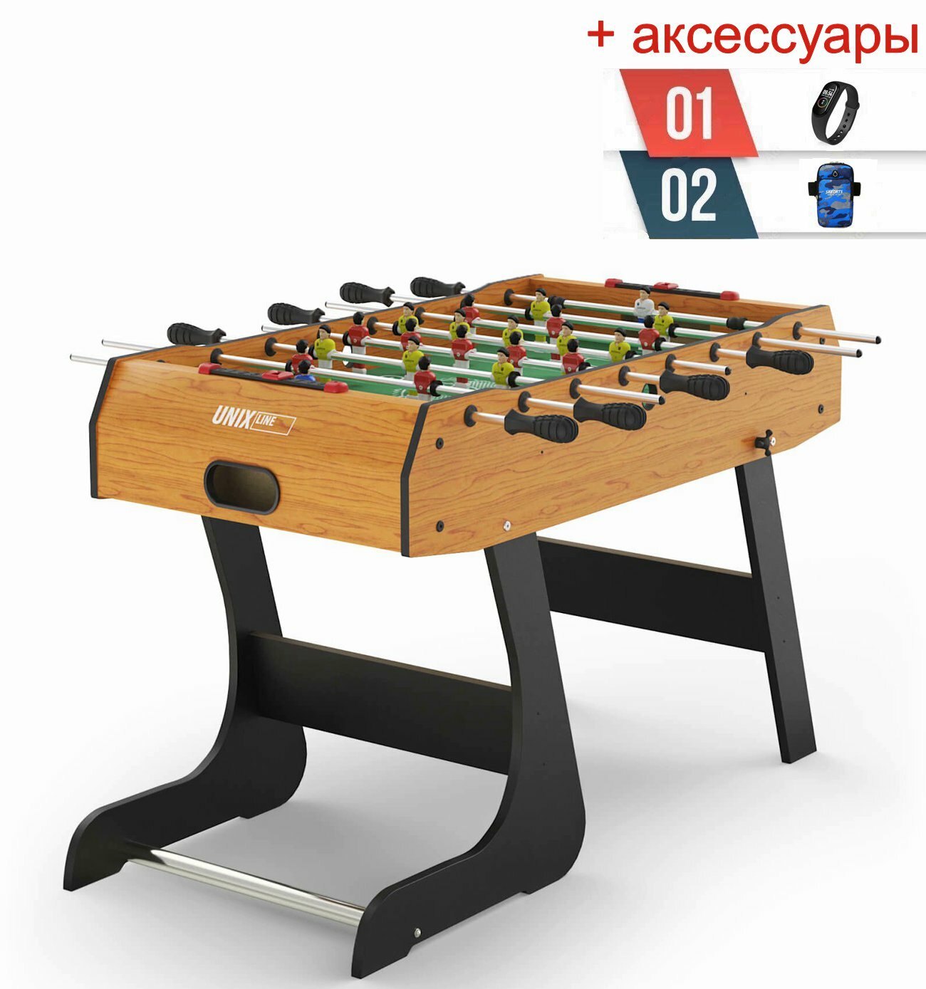 фото Игровой стол складной UNIX Line Футбол - Кикер (122х61 cм) Wood + аксессуары