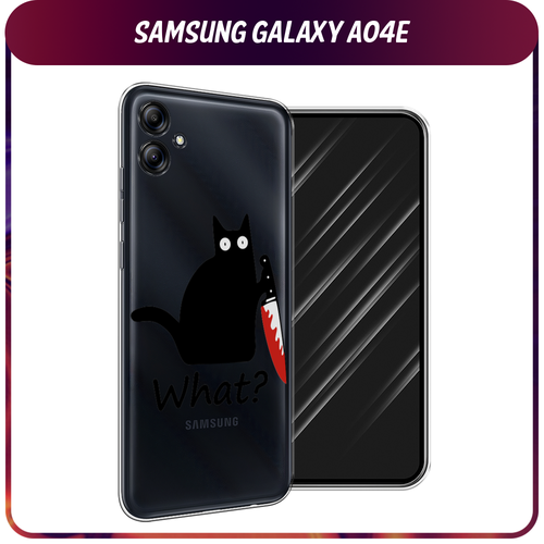 Силиконовый чехол на Samsung Galaxy A04e / Самсунг A04e Котик с ножом, прозрачный силиконовый чехол на samsung galaxy a04e самсунг галакси а04е криминальное чтиво 1