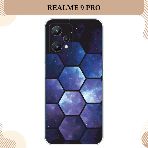 Силиконовый чехол Соты космос на Realme 9 Pro/9 5G / Реалми 9 Про/ 5G силиконовый чехол фон соты синие на realme 9 pro реалми 9 про