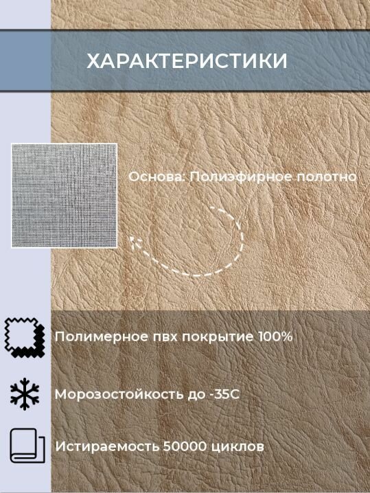 Экокожа, искусственная кожа для рукоделия, мебели, двери, интерьера . Кожзам Отрез 1м, Ширина 1,14м, Плотность: 450 г/кв. м. Цвет: Бежевый — фото 1