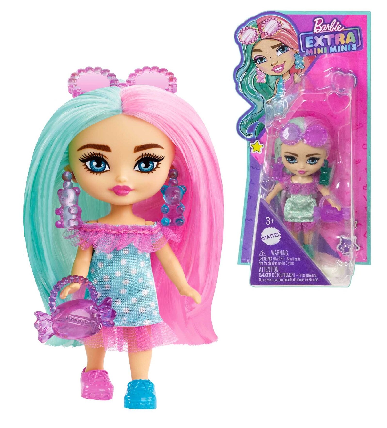 Кукла Barbie Extra Mini Minis зелено-розовые волосы HPH21