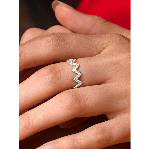 фото Кольцо на две фаланги miestilo кольцо серебряное женское на фалангу ювелирное, серебро, 925 проба, родирование, фианит, размер 13, белый, серый