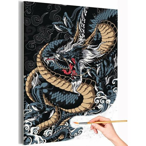 Дракон Китай Символ года Мифология Деревянный Животные Для мальчиков Раскраска картина по номерам на холсте 40х60