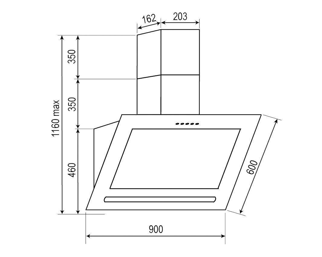 Вытяжка Rainford RCH 3937 Black glass