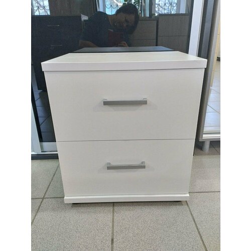 Тумба прикроватная белая напольная в комнату/2 выдвижных ящика/ЛДСП