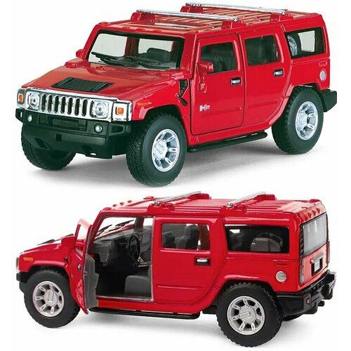 Машинка металлическая Kinsmart 1:40 2008 Hummer H2 (Хаммер) инерционная, двери открываются. Красный